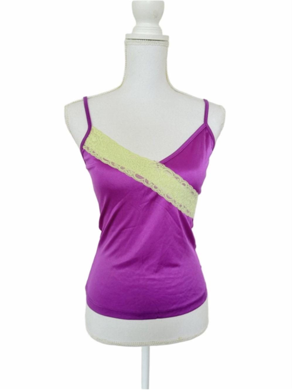 Women's Damsel Purple & Lime Green Lace Camisole M